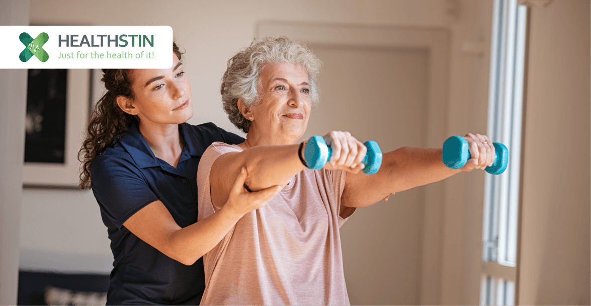 The Benefits of an Exercise Physiologist for Mental Health 6 Senior doing workout with the assistance of an exercise physiologist