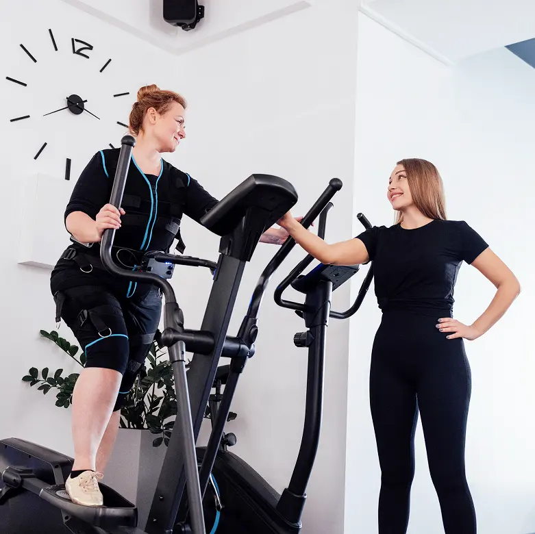 Supervised cardio training on elliptical machine to improve endurance, strength, and rehabilitation progress