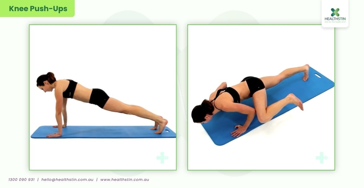 7 Best Upper Body Exercises to Reduce Weight in Females 9 Healthstin Blog 7BestUpperBodyExercisestoReduceWeightinFemales KneePush Ups Infographic