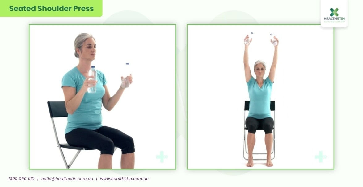 7 Best Upper Body Exercises to Reduce Weight in Females 11 Healthstin Blog 7BestUpperBodyExercisestoReduceWeightinFemales SeatedShoulderPress Infographic