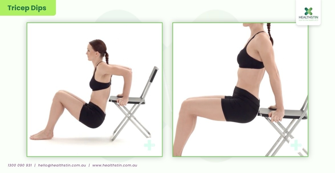 7 Best Upper Body Exercises to Reduce Weight in Females 12 Healthstin Blog 7BestUpperBodyExercisestoReduceWeightinFemales TricepDips Infographic